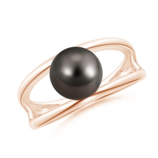8mm AAA Solitaire Tahitian Pearl Double Shank Ring in Rose Gold