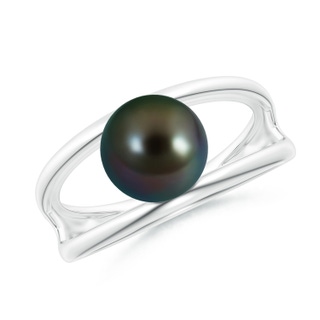 8mm AAAA Solitaire Tahitian Pearl Double Shank Ring in P950 Platinum