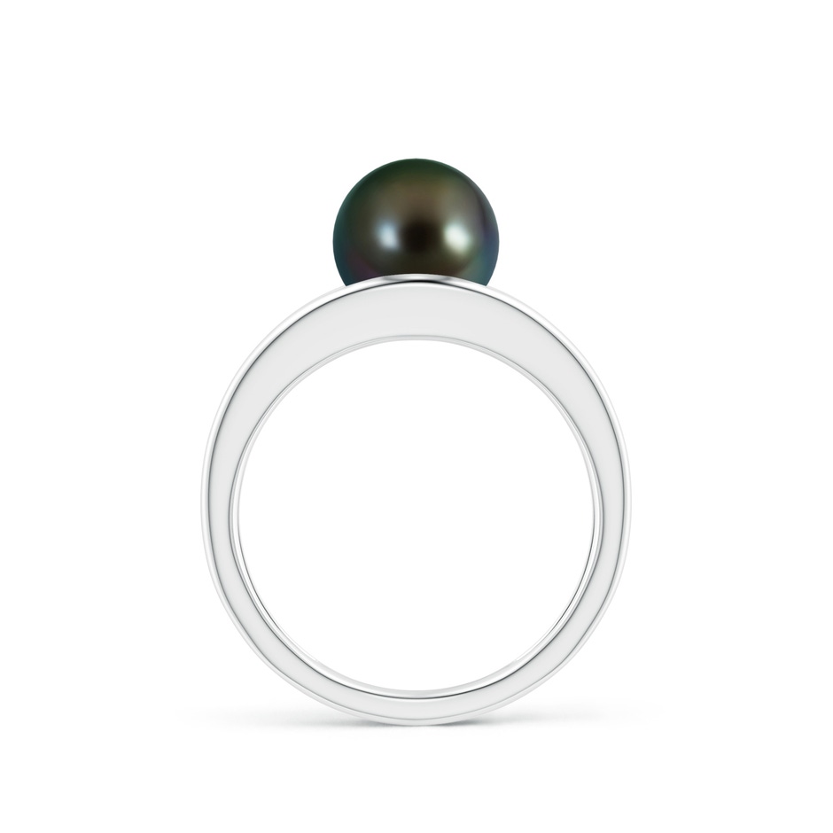 8mm AAAA Solitaire Tahitian Pearl Double Shank Ring in White Gold side 1