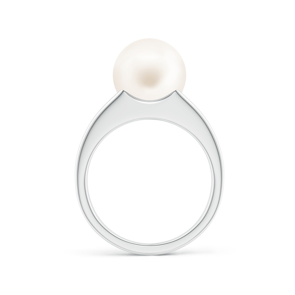 10mm AA Solitaire Freshwater Pearl Split Shank Ring in White Gold side 1