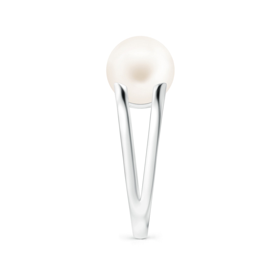 10mm AA Solitaire Freshwater Pearl Split Shank Ring in White Gold side 2