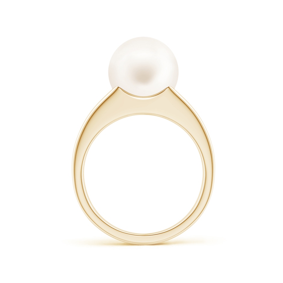 10mm AA Solitaire Freshwater Pearl Split Shank Ring in Yellow Gold side 1