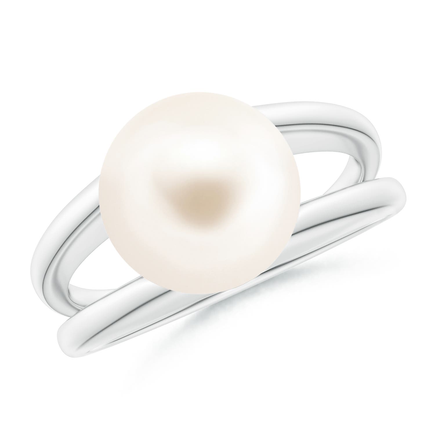 10mm AAA Solitaire Freshwater Pearl Split Shank Ring in P950 Platinum
