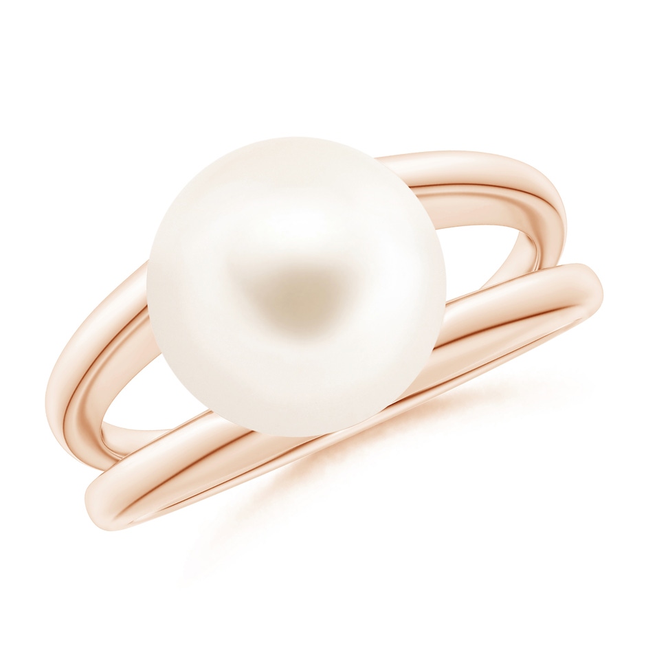 10mm AAA Solitaire Freshwater Pearl Split Shank Ring in Rose Gold 
