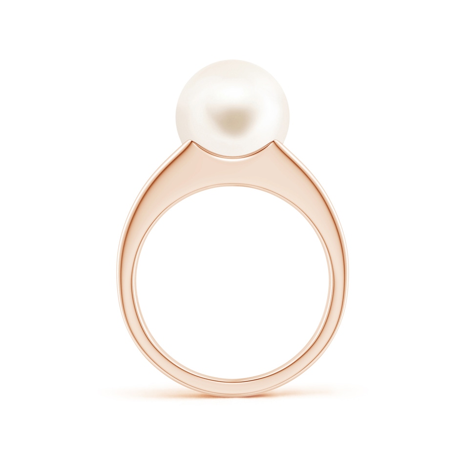 10mm AAA Solitaire Freshwater Pearl Split Shank Ring in Rose Gold side 1
