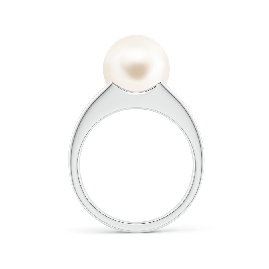 10mm AAA Solitaire Freshwater Pearl Split Shank Ring in White Gold side 1