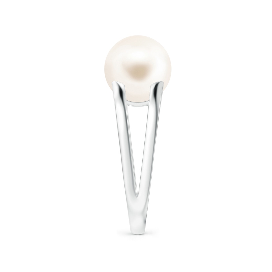 10mm AAA Solitaire Freshwater Pearl Split Shank Ring in White Gold side 2
