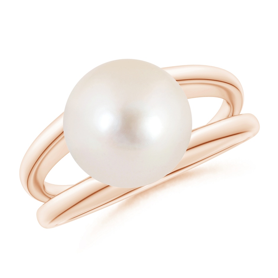 10mm AAAA Solitaire Freshwater Pearl Split Shank Ring in Rose Gold 