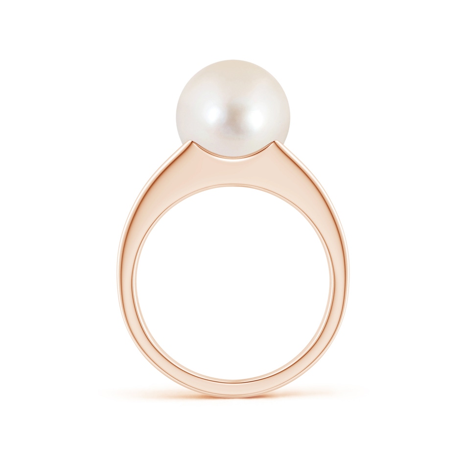 10mm AAAA Solitaire Freshwater Pearl Split Shank Ring in Rose Gold side 1