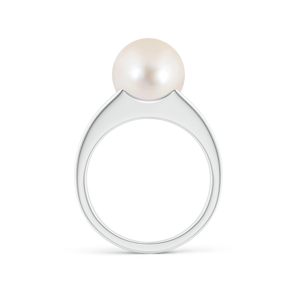 10mm AAAA Solitaire Freshwater Pearl Split Shank Ring in White Gold side 1