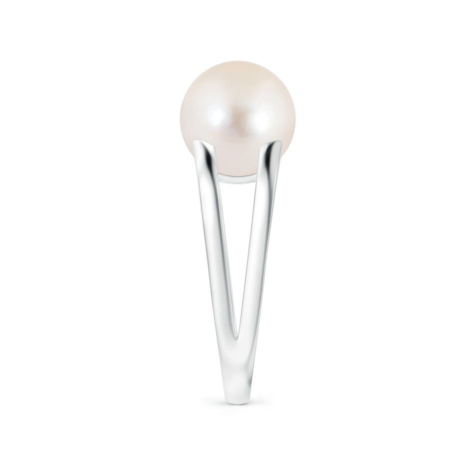10mm AAAA Solitaire Freshwater Pearl Split Shank Ring in White Gold side 2