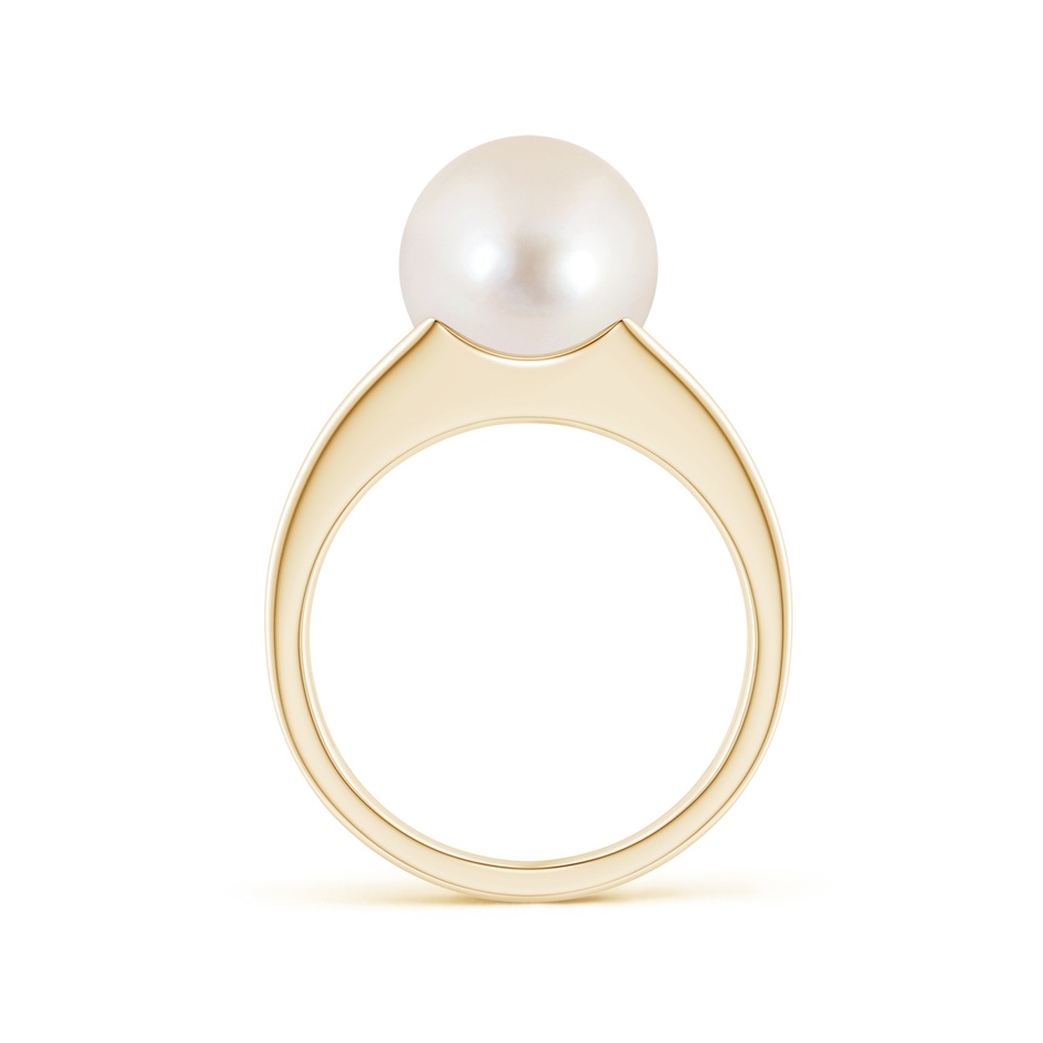 10mm AAAA Solitaire Freshwater Pearl Split Shank Ring in Yellow Gold side 1