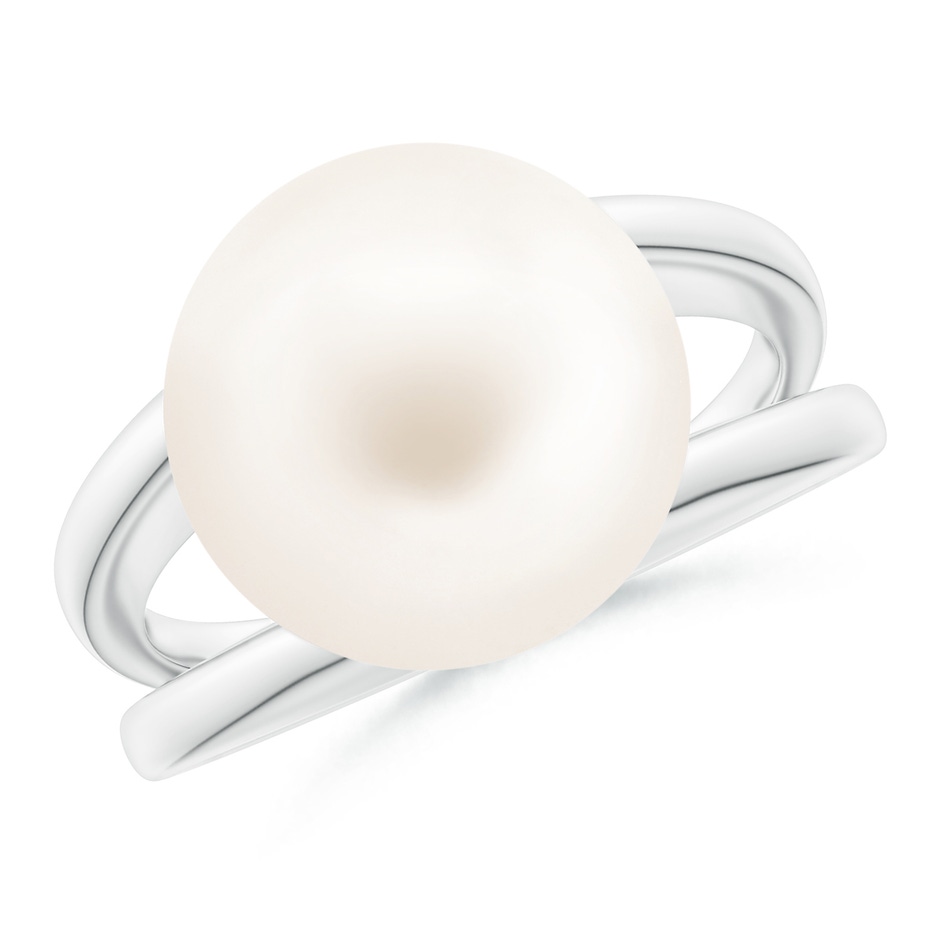 12mm AA Solitaire Freshwater Pearl Split Shank Ring in White Gold 