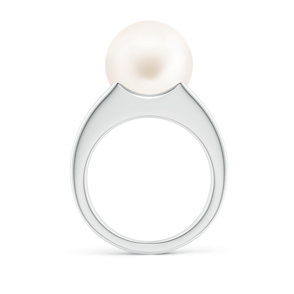 12mm AA Solitaire Freshwater Pearl Split Shank Ring in White Gold side 1