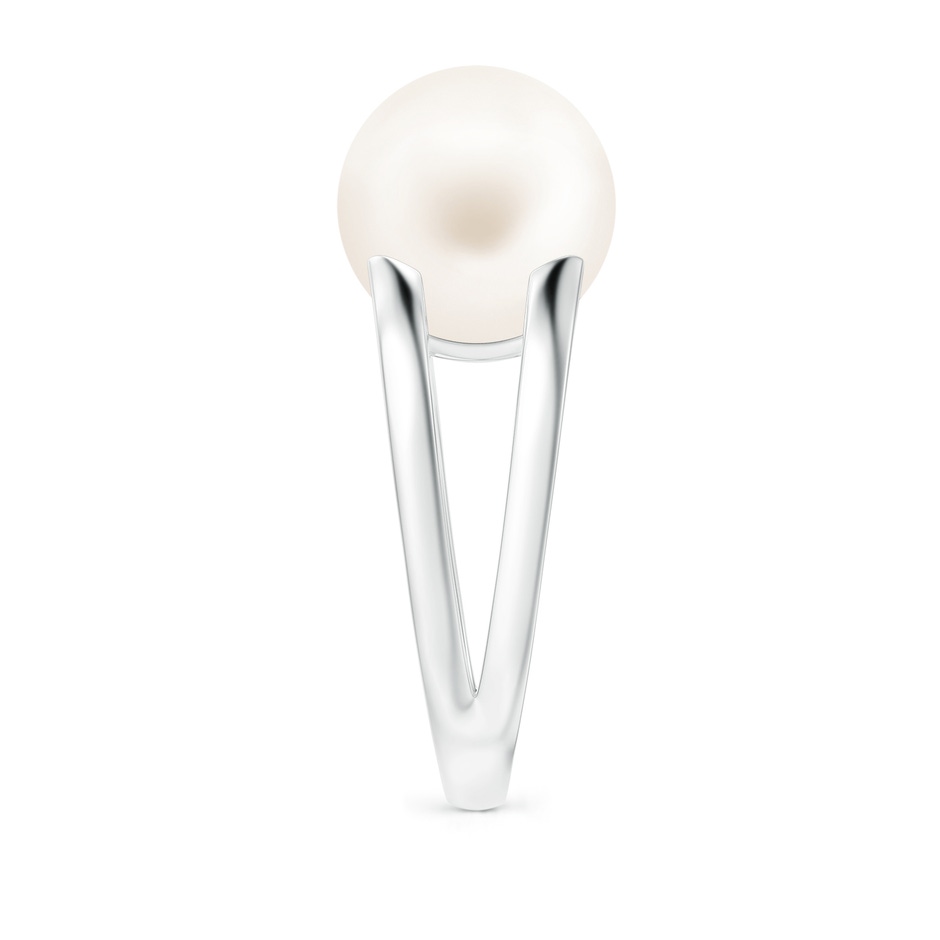 12mm AA Solitaire Freshwater Pearl Split Shank Ring in White Gold side 2