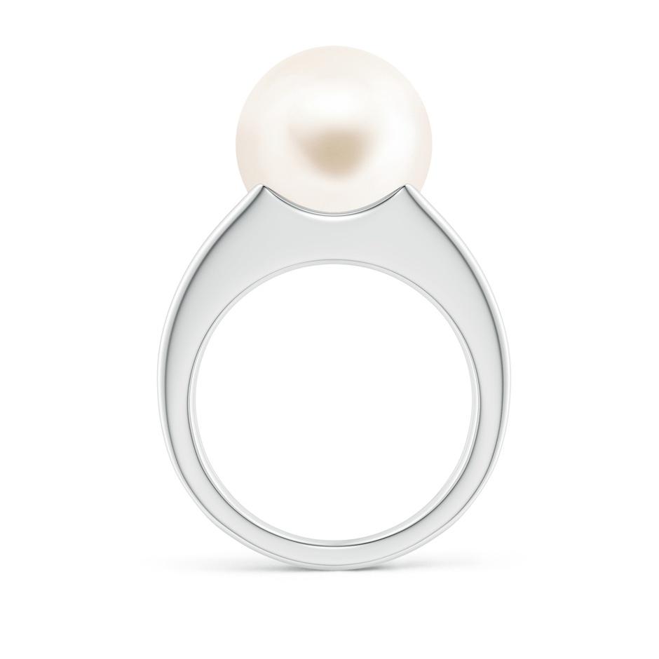 12mm AAA Solitaire Freshwater Pearl Split Shank Ring in White Gold side 1