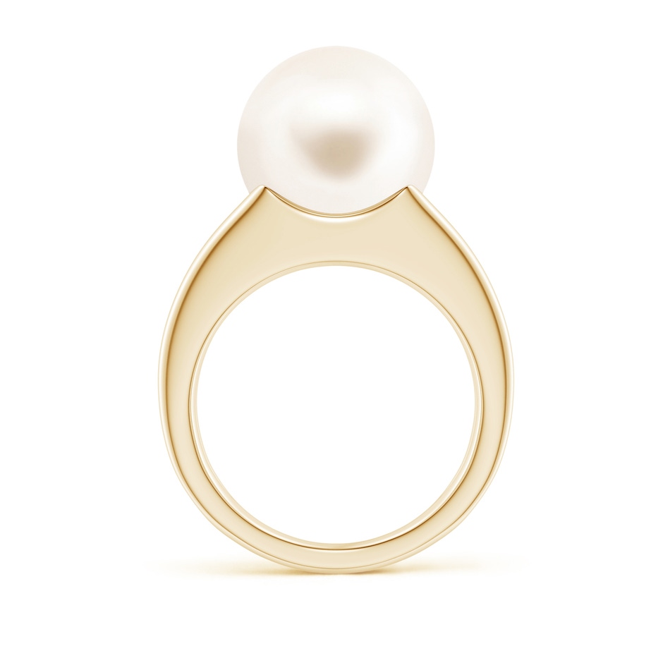 12mm AAA Solitaire Freshwater Pearl Split Shank Ring in Yellow Gold side 1