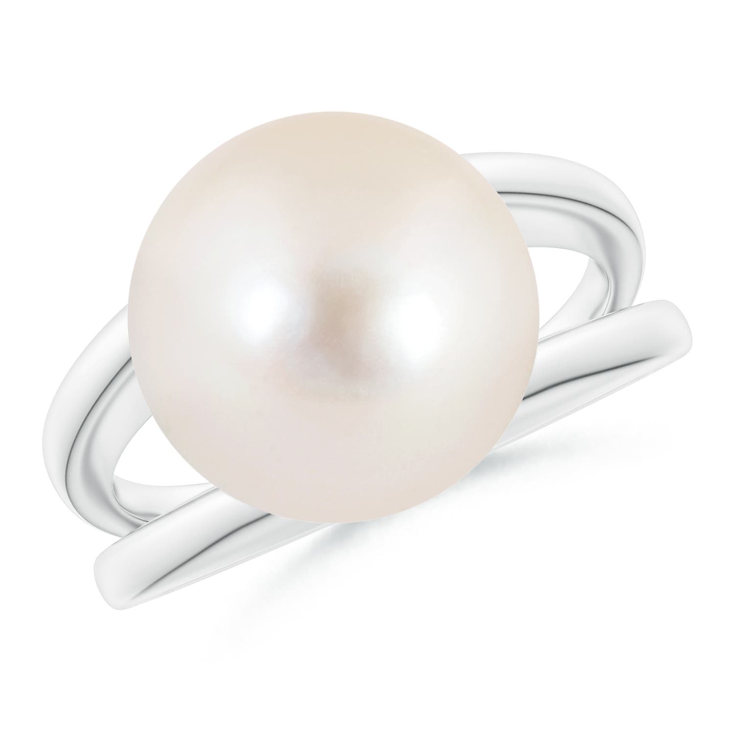 12mm AAAA Solitaire Freshwater Pearl Split Shank Ring in P950 Platinum