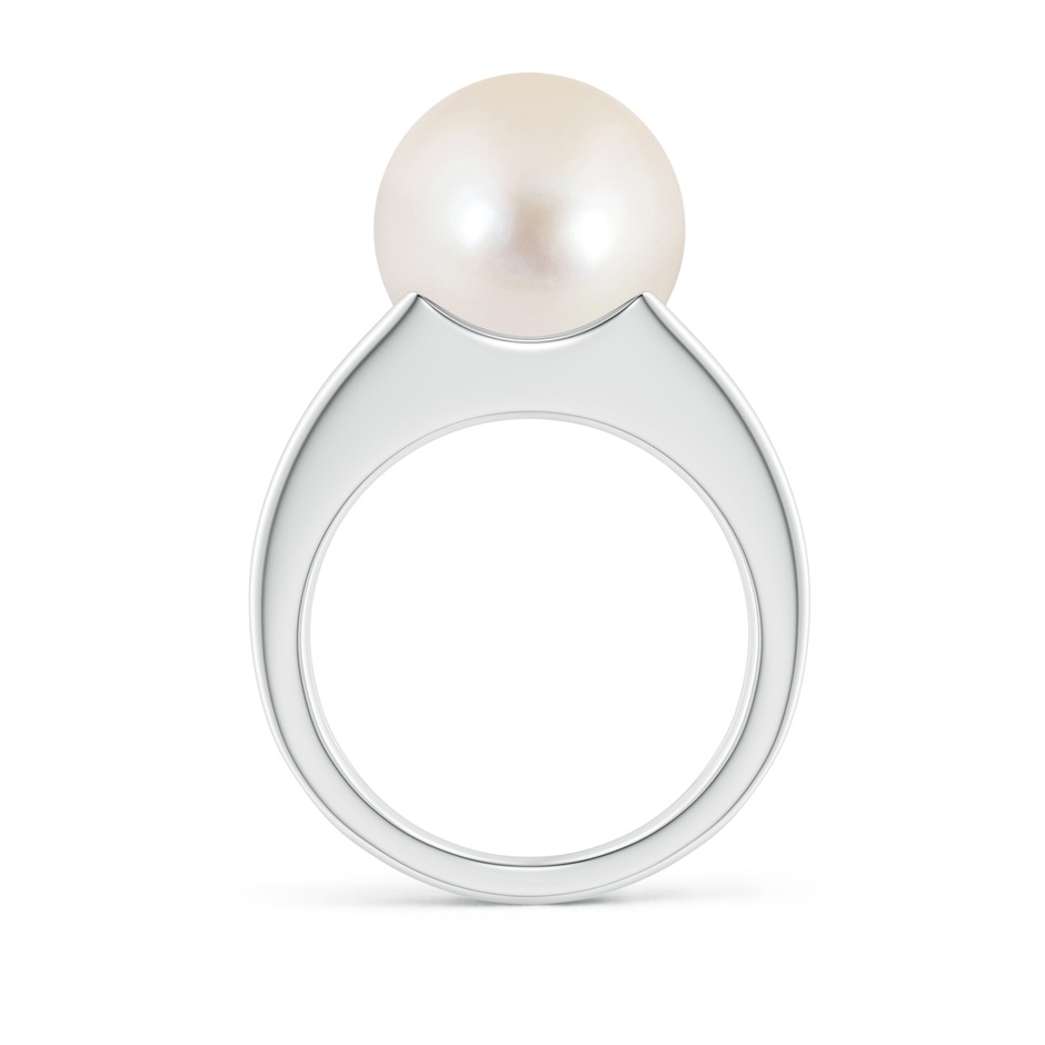 12mm AAAA Solitaire Freshwater Pearl Split Shank Ring in White Gold side 1