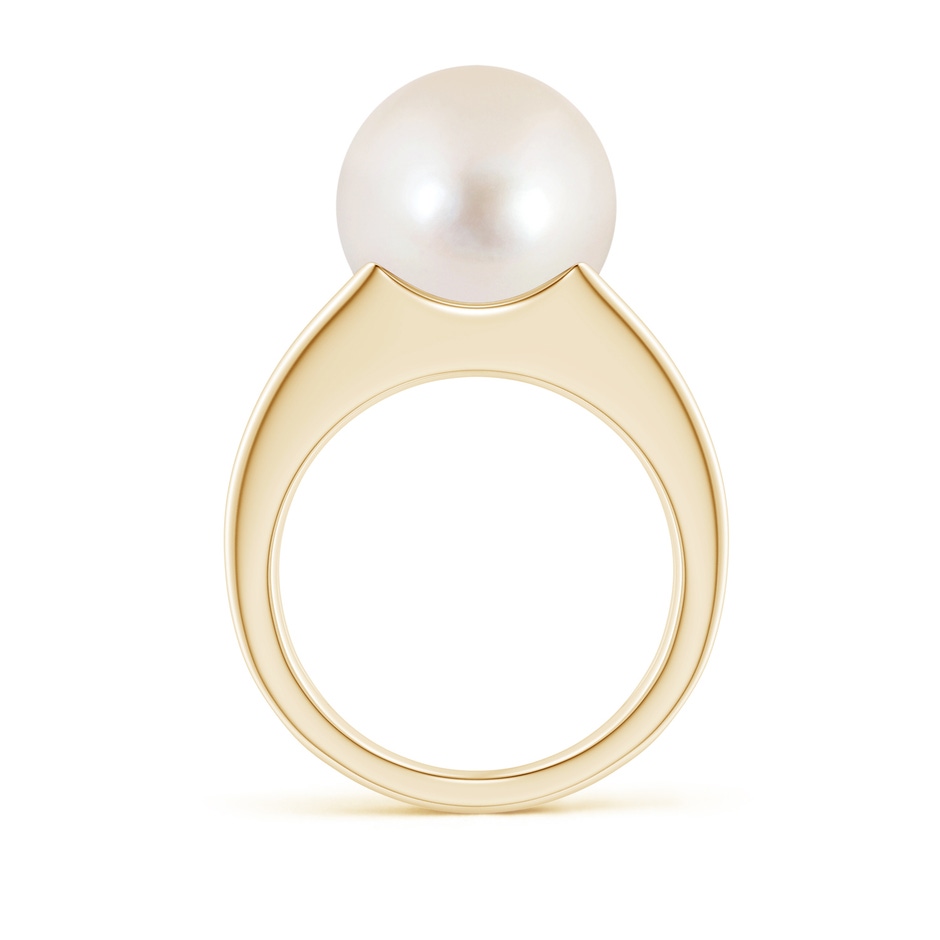 12mm AAAA Solitaire Freshwater Pearl Split Shank Ring in Yellow Gold side 1