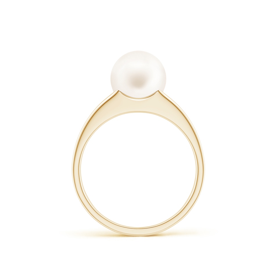 8mm AA Solitaire Freshwater Pearl Split Shank Ring in Yellow Gold side 1