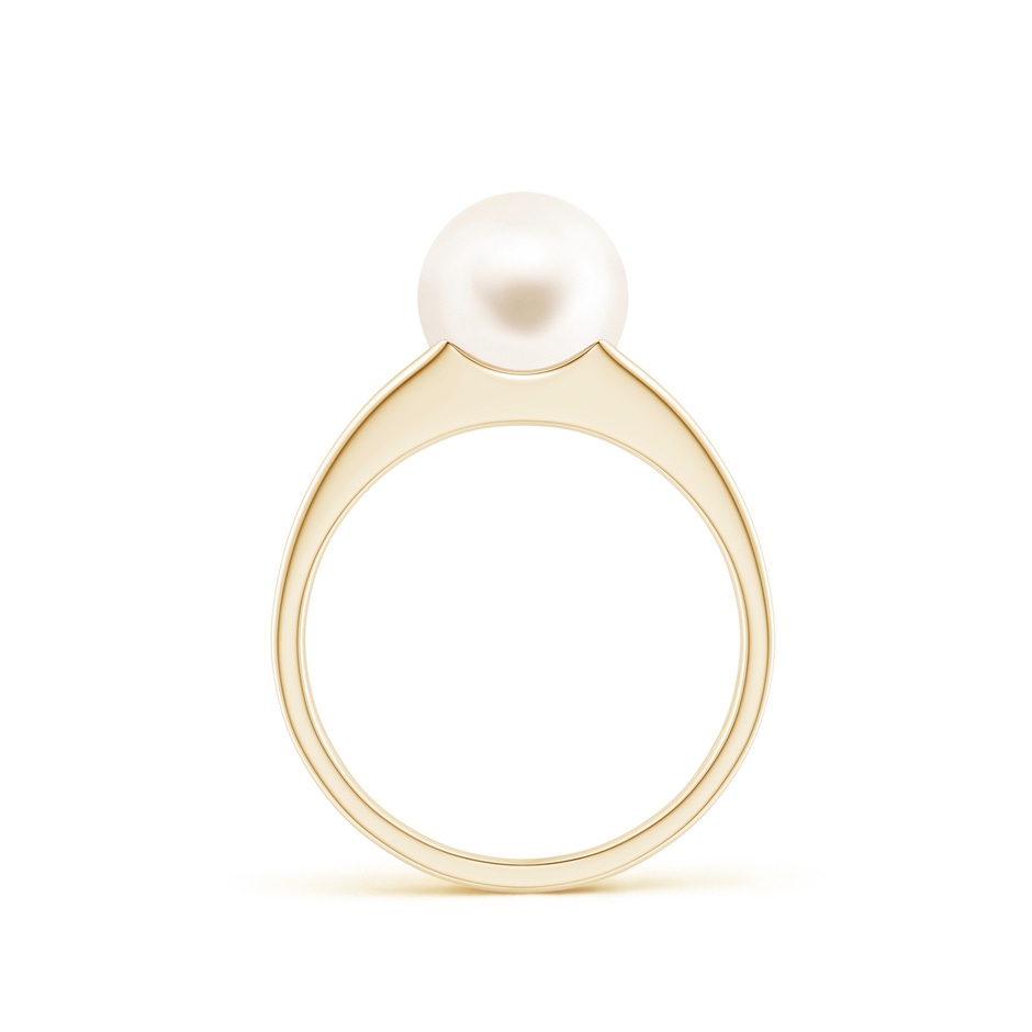 8mm AAA Solitaire Freshwater Pearl Split Shank Ring in Yellow Gold side 1