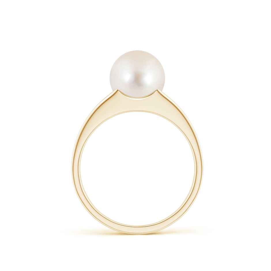 8mm AAAA Solitaire Freshwater Pearl Split Shank Ring in Yellow Gold side 1