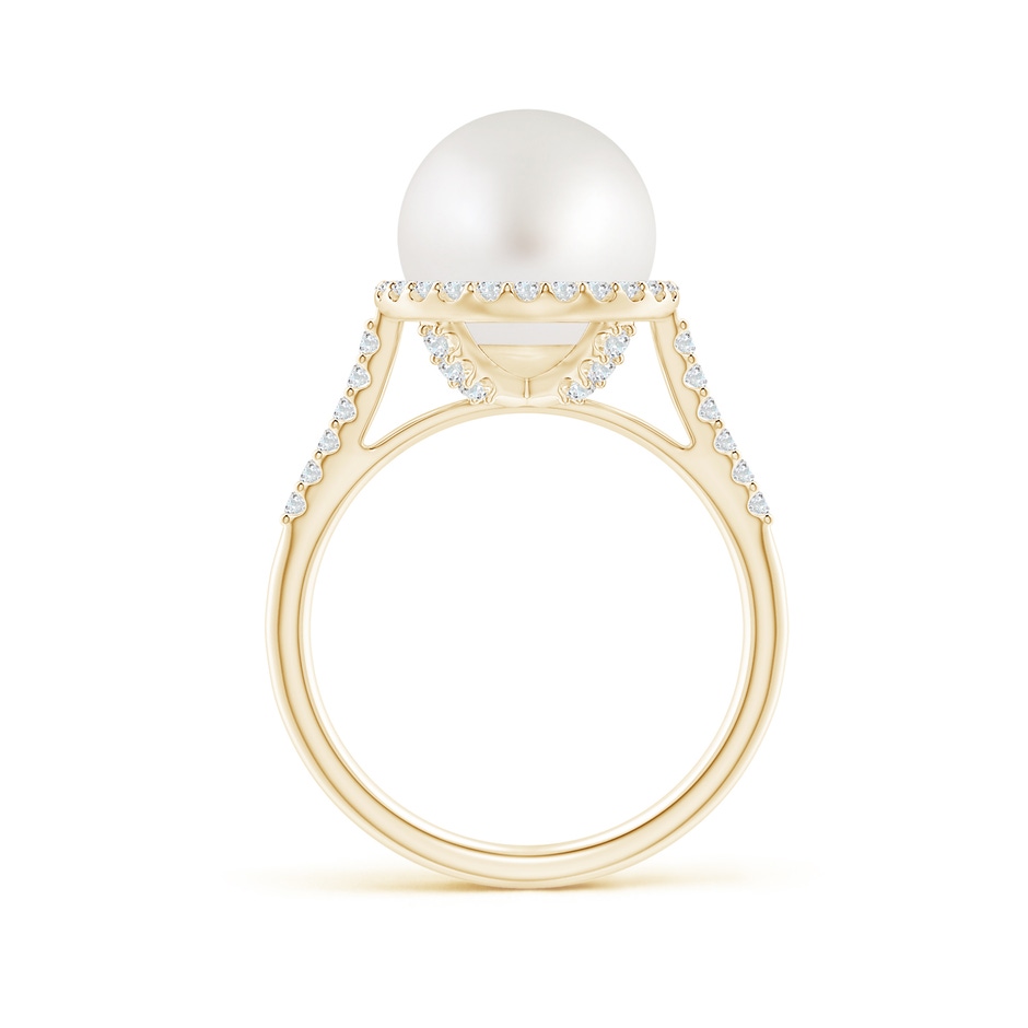 10mm AA South Sea Pearl Diamond Halo Ring in Yellow Gold side 1