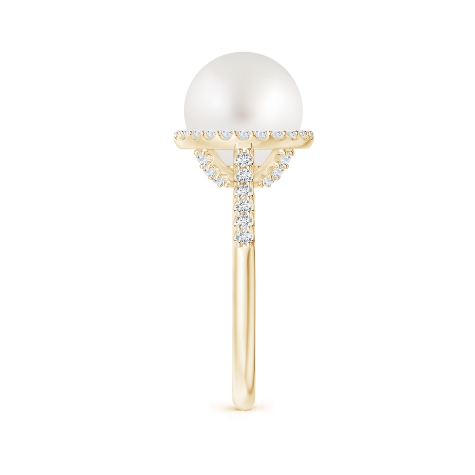 10mm AA South Sea Pearl Diamond Halo Ring in Yellow Gold side 2