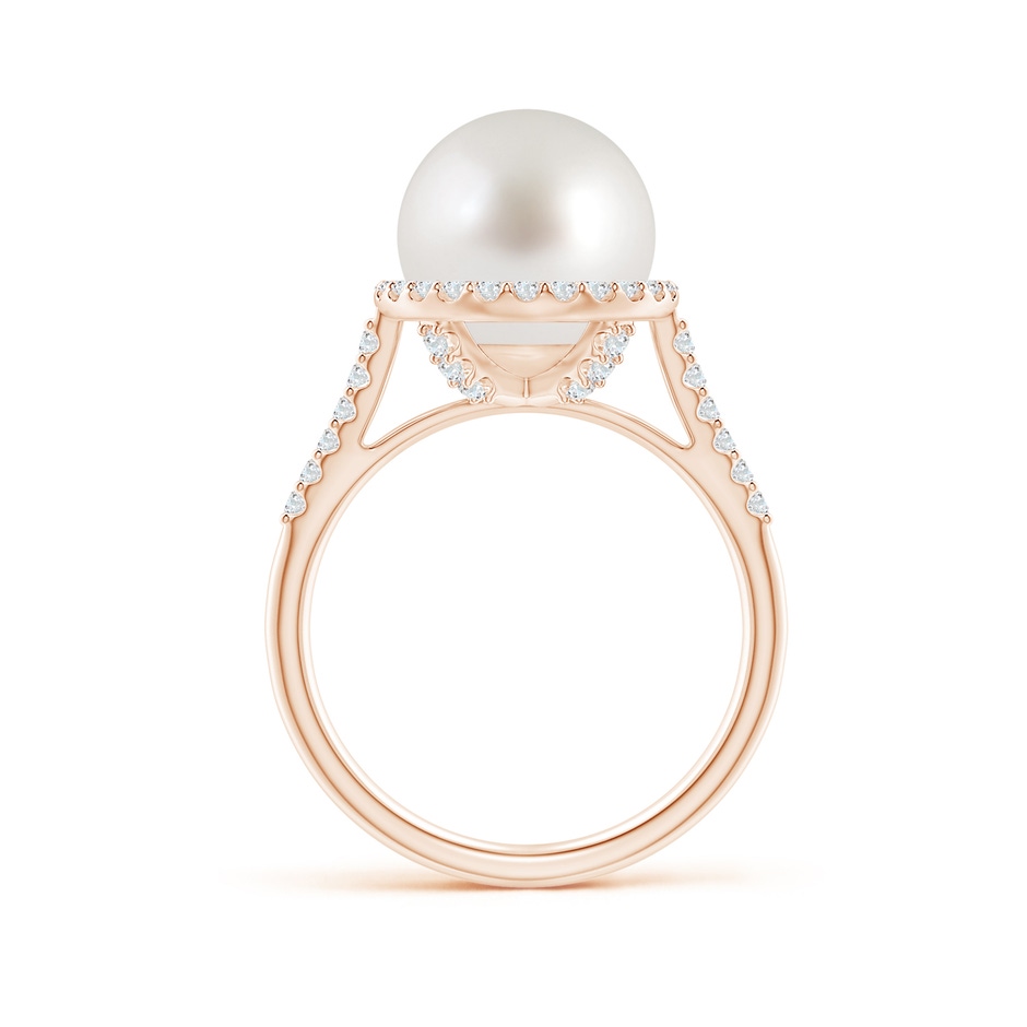 10mm AAA South Sea Pearl Diamond Halo Ring in Rose Gold side 1
