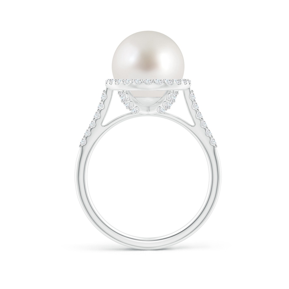 10mm AAA South Sea Pearl Diamond Halo Ring in White Gold side 1