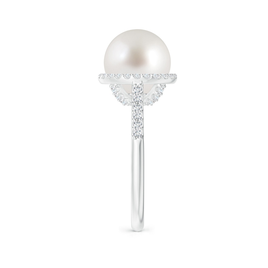 10mm AAA South Sea Pearl Diamond Halo Ring in White Gold side 2