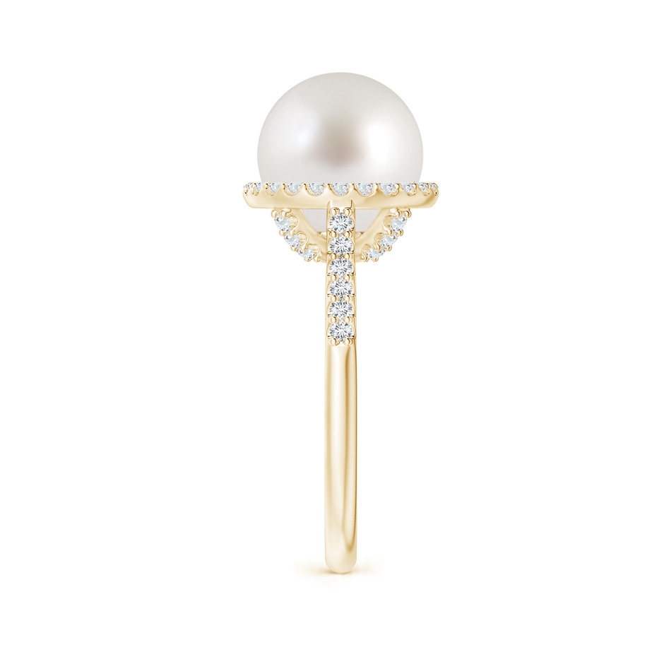 10mm AAA South Sea Pearl Diamond Halo Ring in Yellow Gold side 2