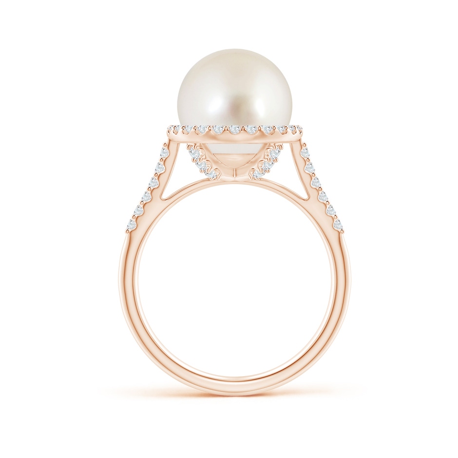 10mm AAAA South Sea Pearl Diamond Halo Ring in Rose Gold side 1