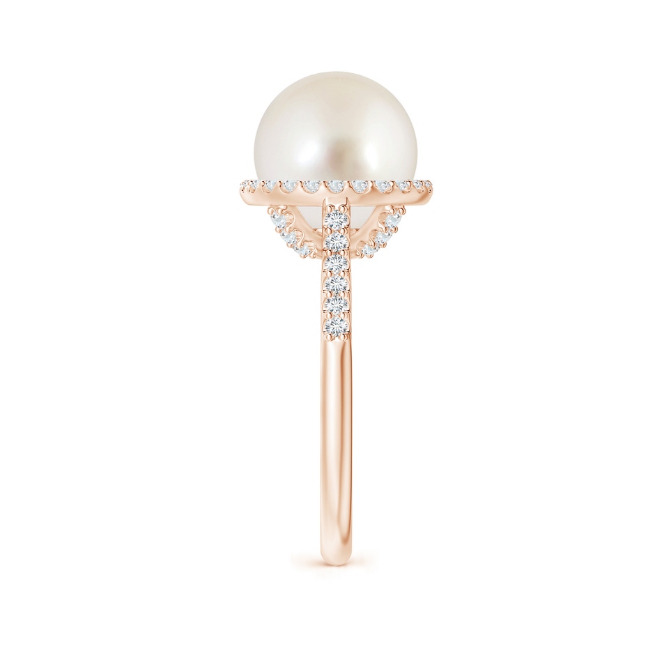 10mm AAAA South Sea Pearl Diamond Halo Ring in Rose Gold side 2