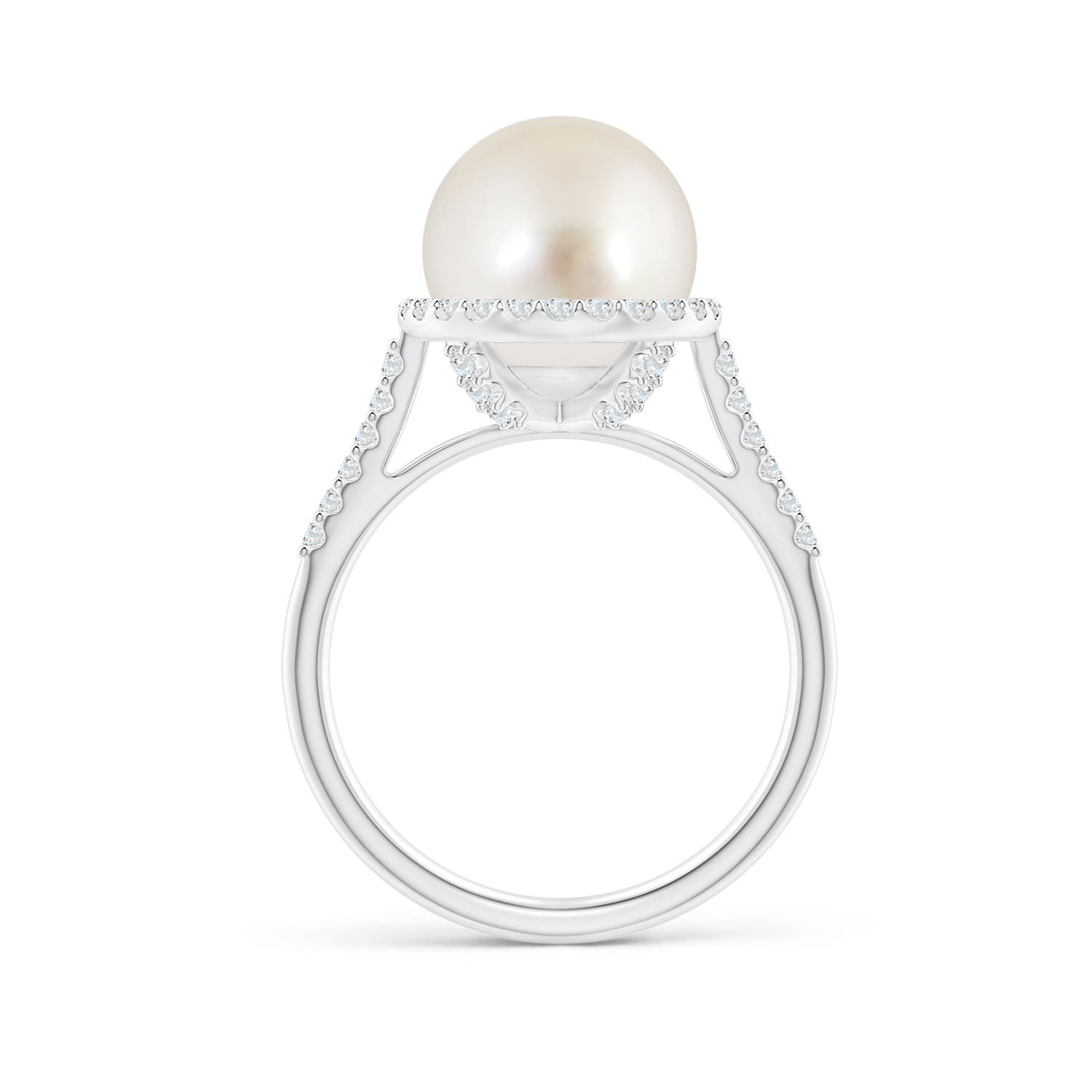 10mm AAAA South Sea Pearl Diamond Halo Ring in White Gold