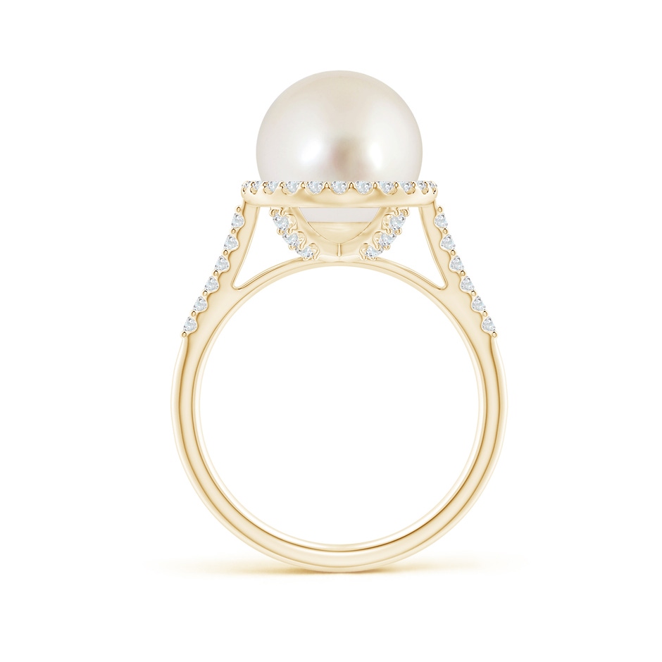 10mm AAAA South Sea Pearl Diamond Halo Ring in Yellow Gold side 1