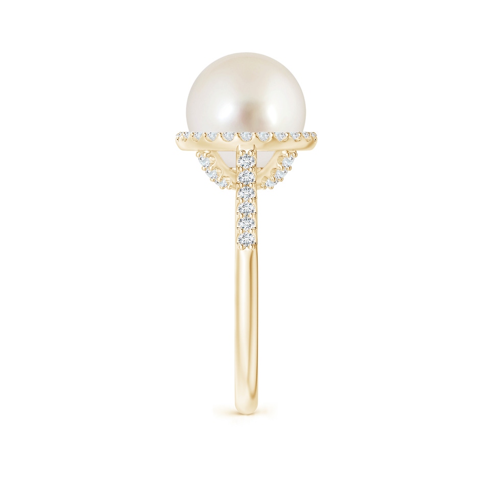 10mm AAAA South Sea Pearl Diamond Halo Ring in Yellow Gold side 2
