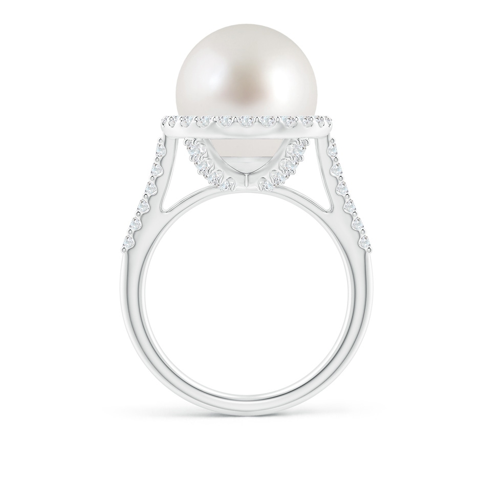 12mm AAA South Sea Pearl Diamond Halo Ring in White Gold side 1