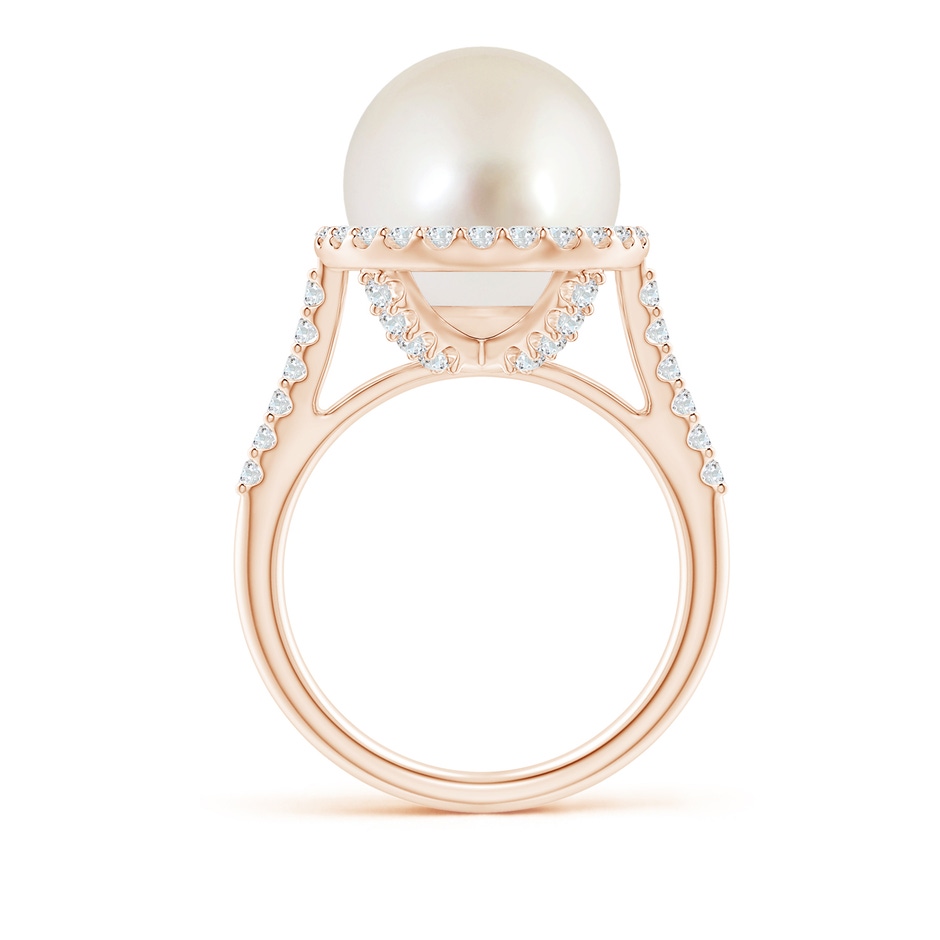 12mm AAAA South Sea Pearl Diamond Halo Ring in Rose Gold side 1