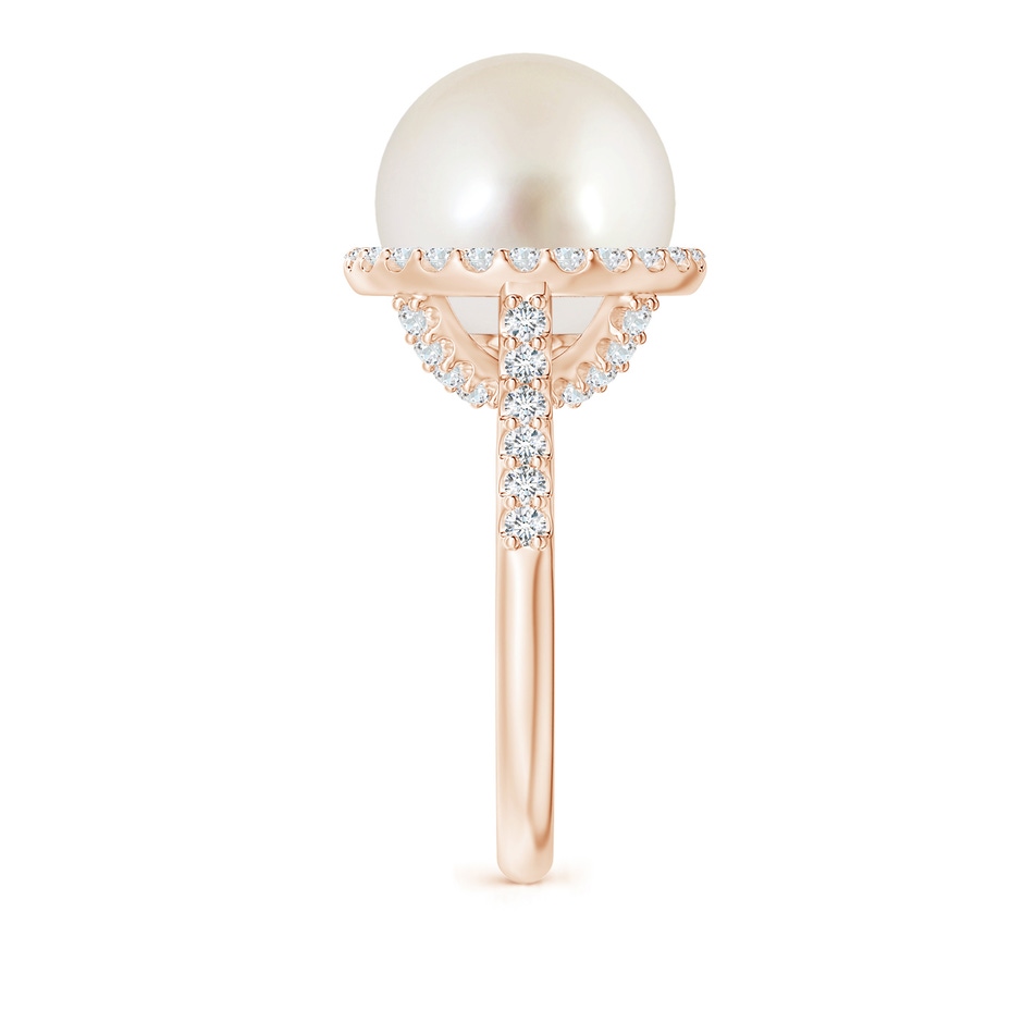 12mm AAAA South Sea Pearl Diamond Halo Ring in Rose Gold side 2