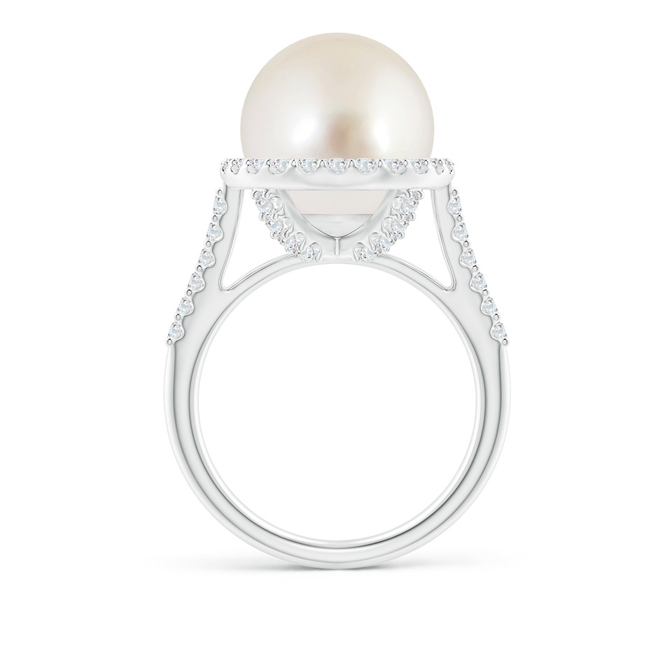 12mm AAAA South Sea Pearl Diamond Halo Ring in White Gold side 1