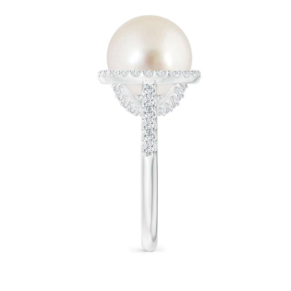 12mm AAAA South Sea Pearl Diamond Halo Ring in White Gold side 2