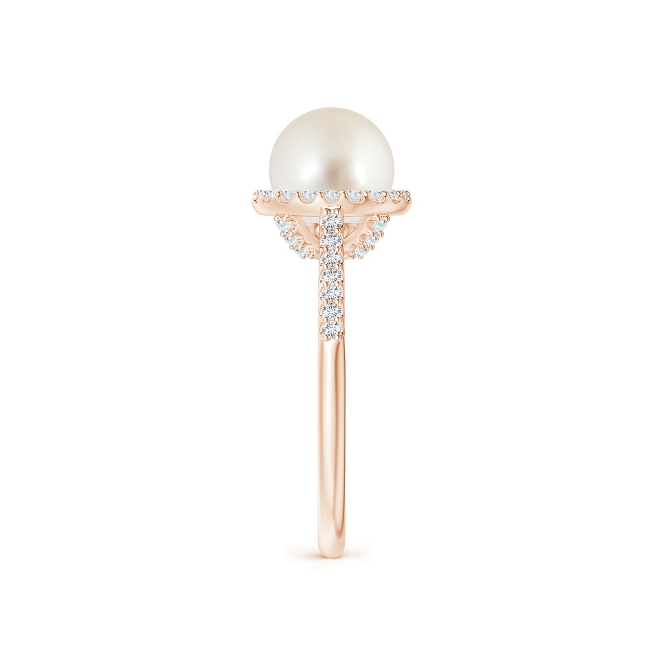 8mm AAAA South Sea Pearl Diamond Halo Ring in Rose Gold side 2