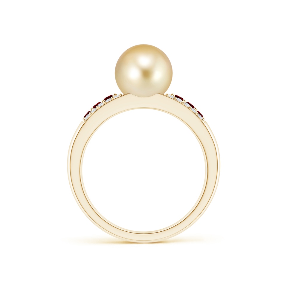 8mm AAAA Golden South Sea Pearl Ring with Rubies in Yellow Gold side 1