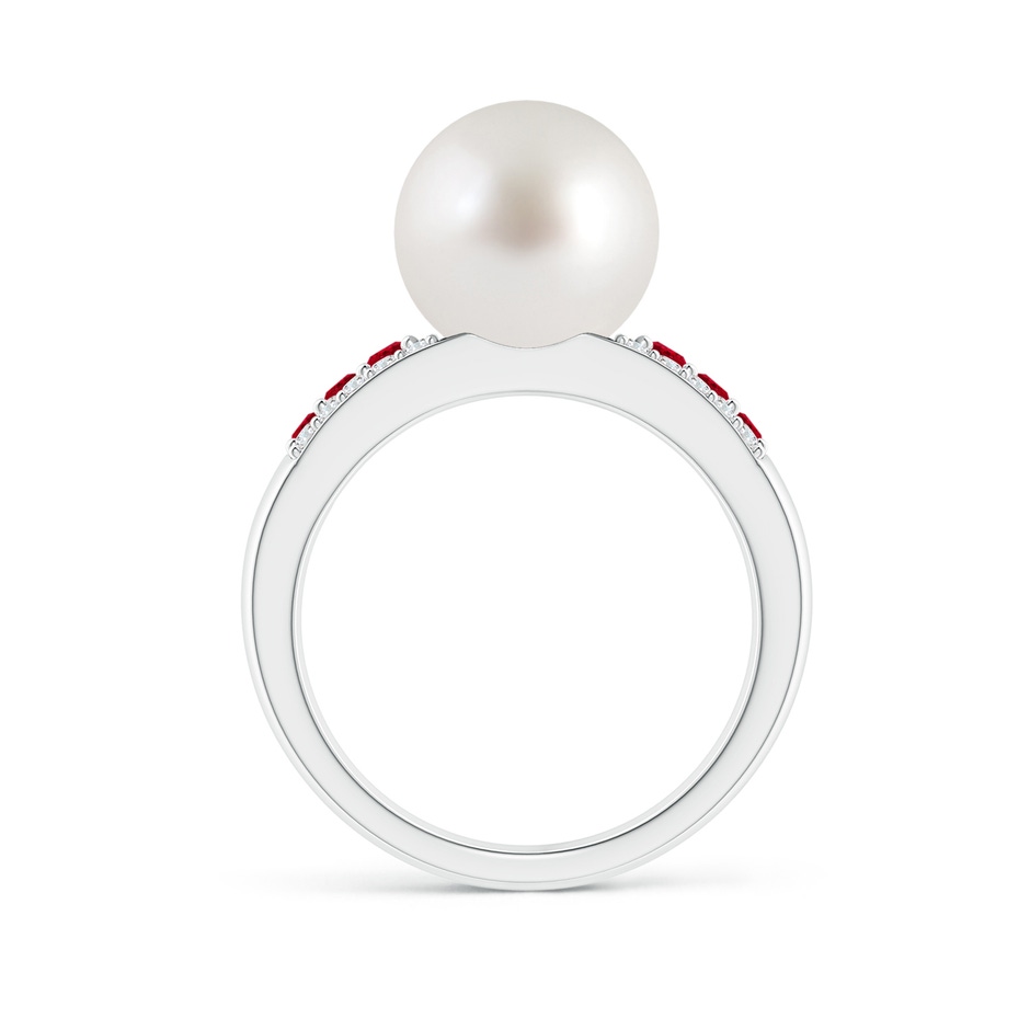 10mm AAA South Sea Pearl Ring with Rubies in White Gold side 1