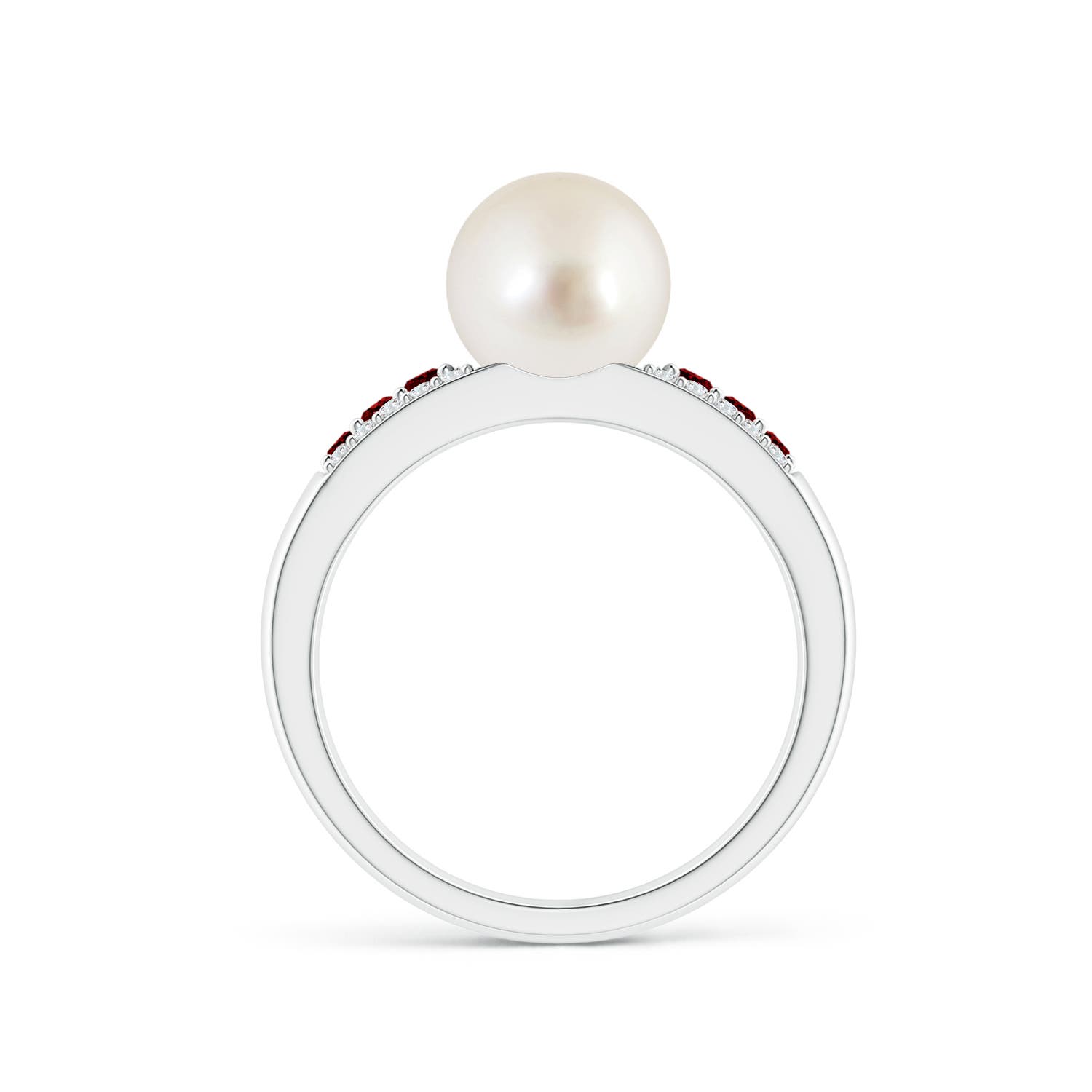 8mm AAAA South Sea Pearl Ring with Rubies in White Gold