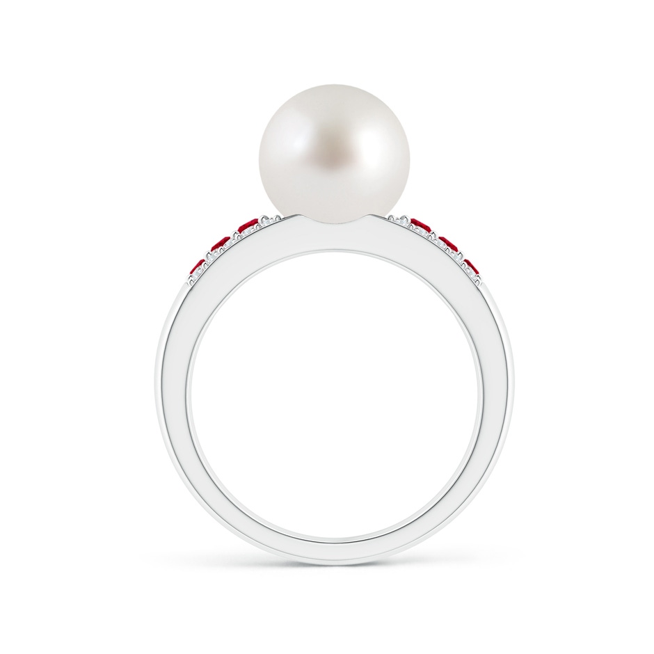 9mm AAA South Sea Pearl Ring with Rubies in White Gold side 1