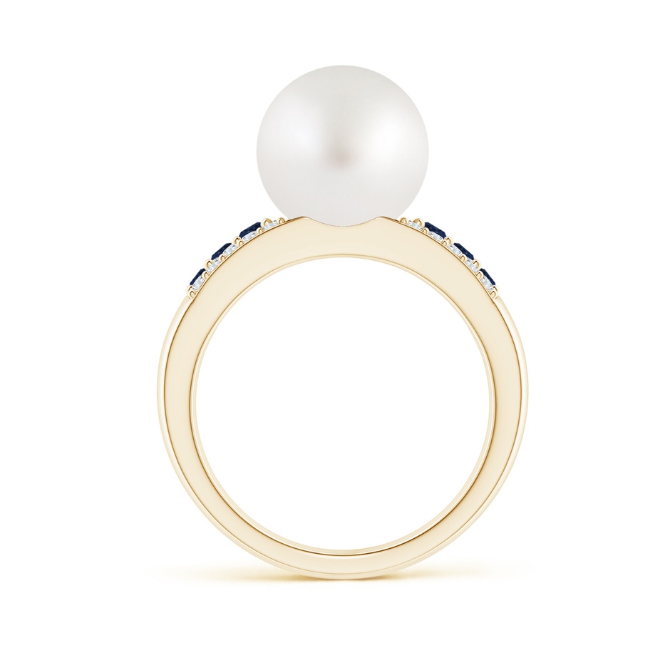 10mm AA South Sea Pearl Ring with Sapphires in Yellow Gold side 1