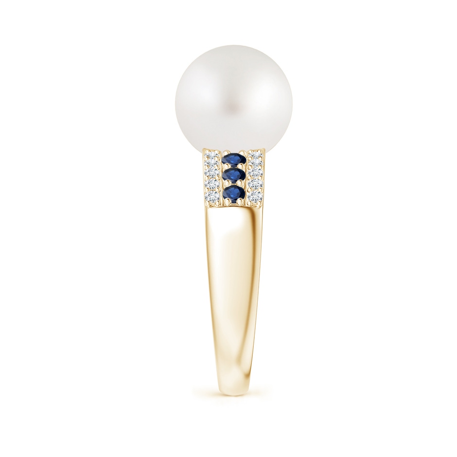 10mm AA South Sea Pearl Ring with Sapphires in Yellow Gold side 2